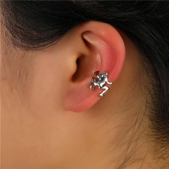 Frog Earrings Cuff Silver Cute Animal Jewelry for Women Accessory Gift - Picture 2 of 7